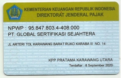 Dokumen Perizinan PT Global Sertifikasi Sejahtera - NPWP